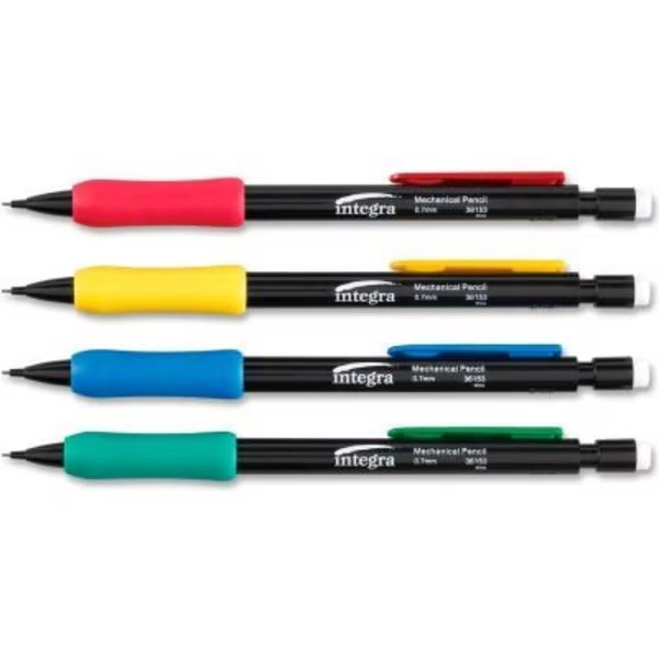 Integra„¢ Grip Mechanical Pencil, Refillable, 0.7mm, Assorted Barrel, Dozen, Integra, Mfr#: 36153